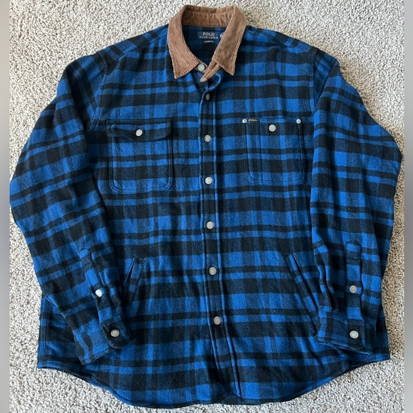 Polo Ralph Lauren Other - Mens XXL Polo Ralph Lauren Blue Buffalo Print Wool Corduroy collared jacket